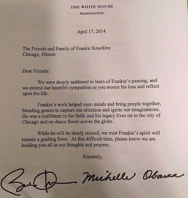 frankie knuckles letter obama