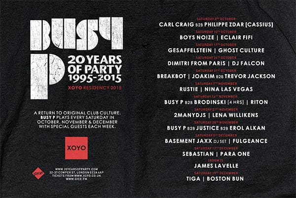 XOYO reveals line-up for Busy P residency