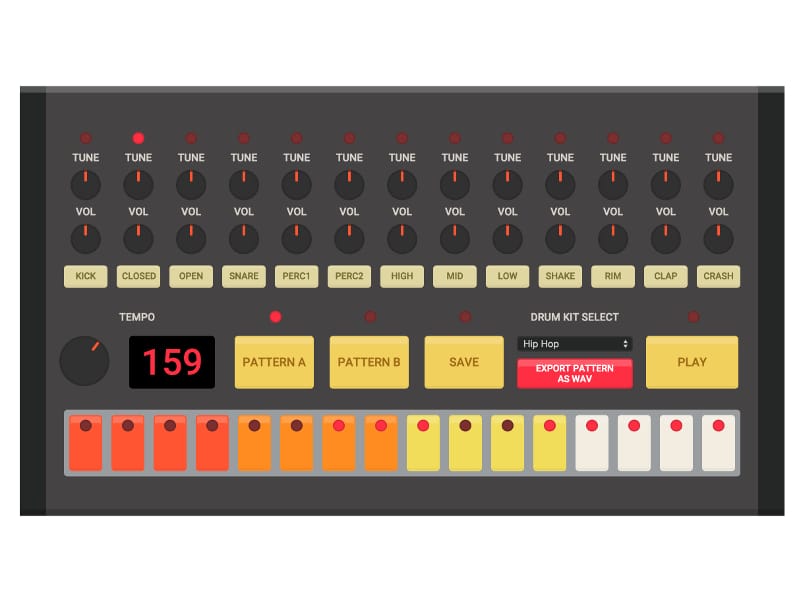 Emulate four classic drum machines in your browser with this app