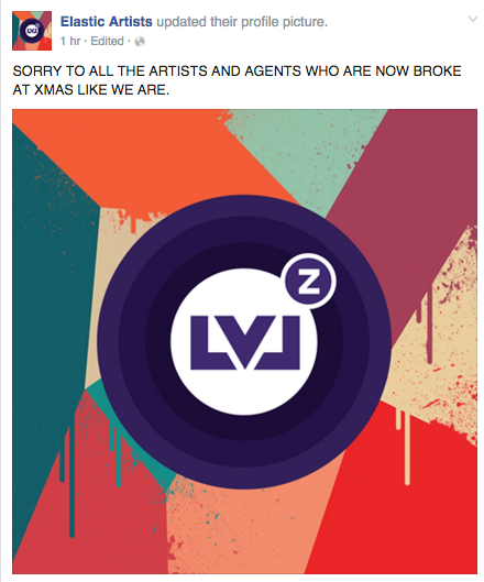 LVLZ hijack Elastic Artists Facebook page