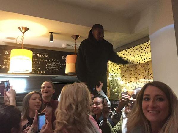 Kanye West gets a Nandos before the BRIT Awards